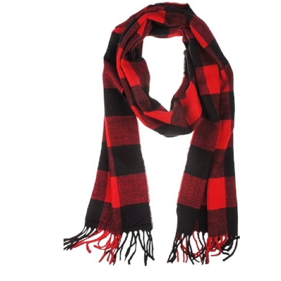 Red and Black Buffalo Plaid Wrap Scarf - Picture 1 of 10